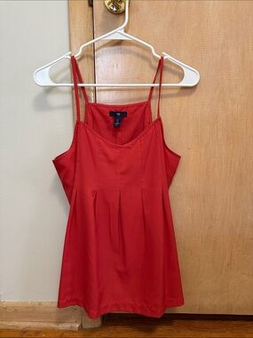 GAP Red Spaghetti-Strap Camisole with Pleated Front